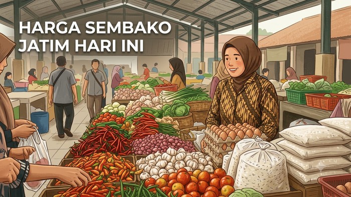 Ilustrasi harga sembako Jawa Timur hari ini.