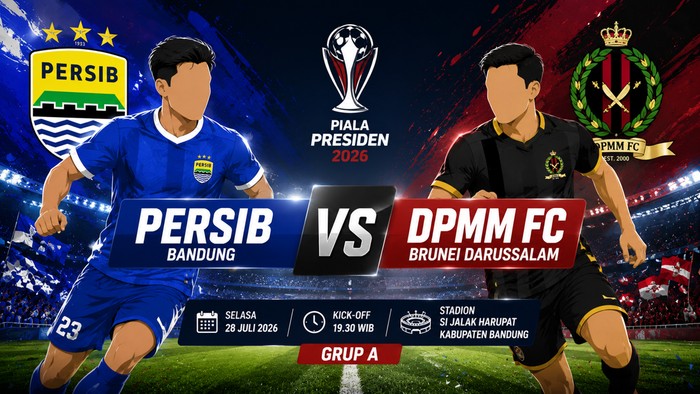 Ilustrasi Laga Persib vs DPMM FC di Piala Presiden 2026 (dibuat dengan AI)