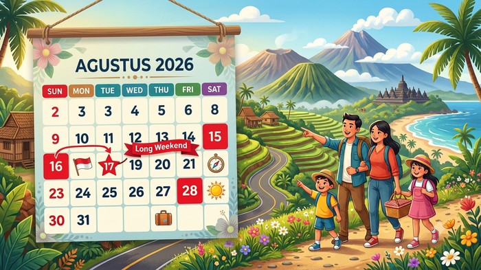 Ilustrasi long weekend Agustus 2026