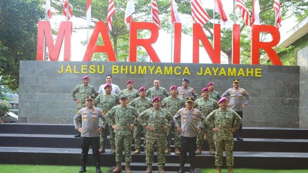 Kapolda Metro Jaya dan Pangdam Jaya bersilaturahmi ke Markas Korps Marinir, Selasa (28/7/2026).
