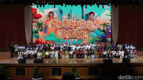 Puncak Perayaan Hari Anak Nasional (HAN) bertajuk Swakarya Praba di Balai Budaya Giri Nata Mandala, Puspem Badung, Selasa (28/7/2026). (Foto: Agus Eka/detikBali)