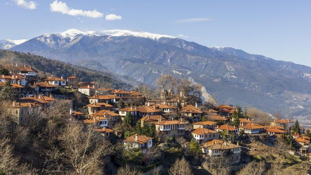 OLYMPUS, GREECE - FEBRUARY 04: The Village Palaios Panteleimonas on February 04, 2024 in Olympus National Park, Greece. (Photo by Athanasios Gioumpasis/Getty Images).