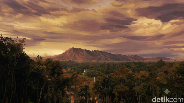 Ilustrasi Gunung Bondang di Murung Raya, Kalteng. (Gemini AI)