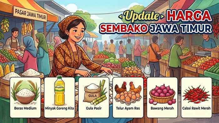 Ilustrasi harga sembako Jatim hari ini.