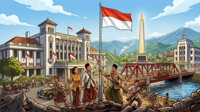 Ilustrasi wisata sejarah di Jawa Timur.