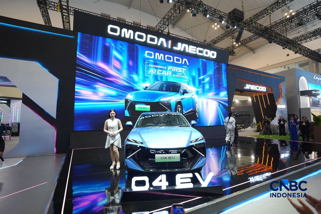 Jaecoo Indonesia resmi memperkenalkan Omoda O4 EV di ajang Gaikindo Indonesia International Auto Show (GIIAS) 2026. (CNBC Indonesia/Ferry Sandi)