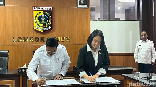 Penandatangan kerjasama Kejari dan Pemkab Lombok Timur, NTB, Rabu (29/7/2026)