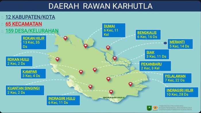 Peta kerawanan karhutla di Riau.
