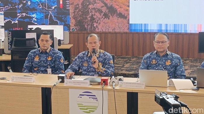 BMKG menyampaikan, fenomena El Nino diprediksi memicu musim kemarau lebih kering dan berdurasi lebih panjang. El Nino diprediksi terjadi hingga 2027. (Rizky/detikcom)