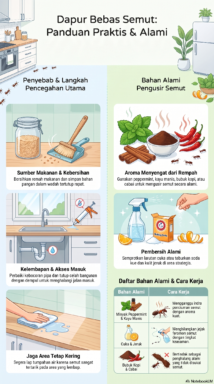 Cara cegah semut masuk dapur.