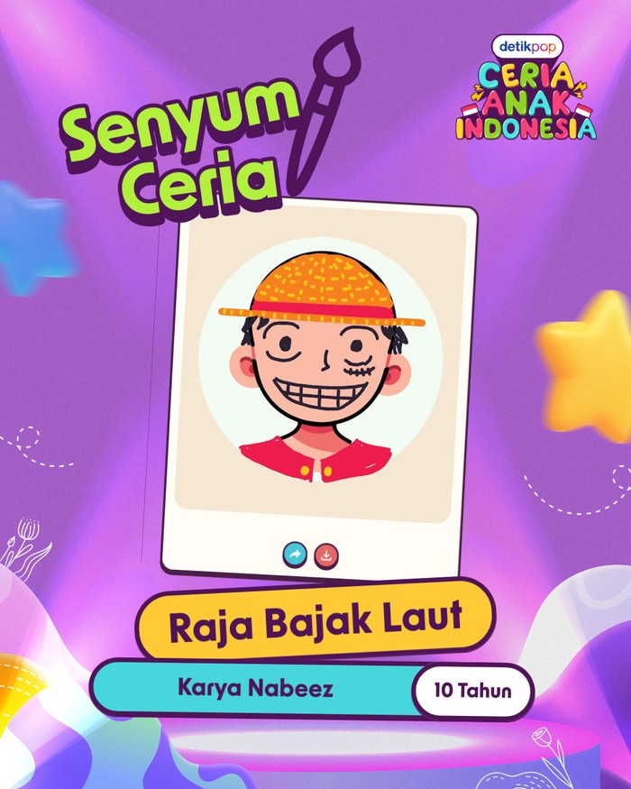 Karya seni anak-anak Indonesia menampilkan imajinasi penuh warna dan cerita. Beragam tema dituangkan dalam ajang Senyum Ceria Anak Indonesia.