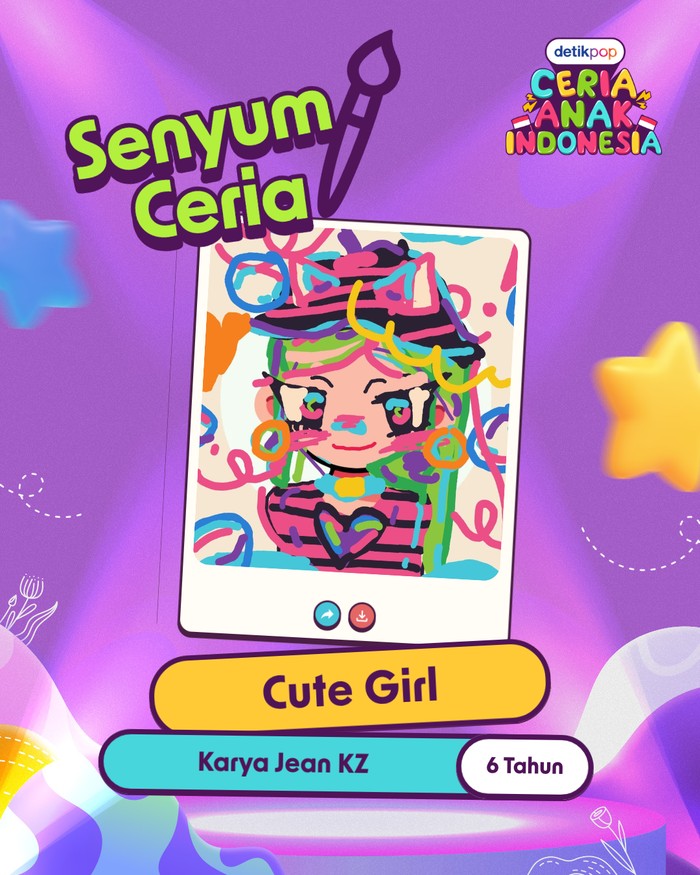 Karya seni anak-anak Indonesia menampilkan imajinasi penuh warna dan cerita. Beragam tema dituangkan dalam ajang Senyum Ceria Anak Indonesia.