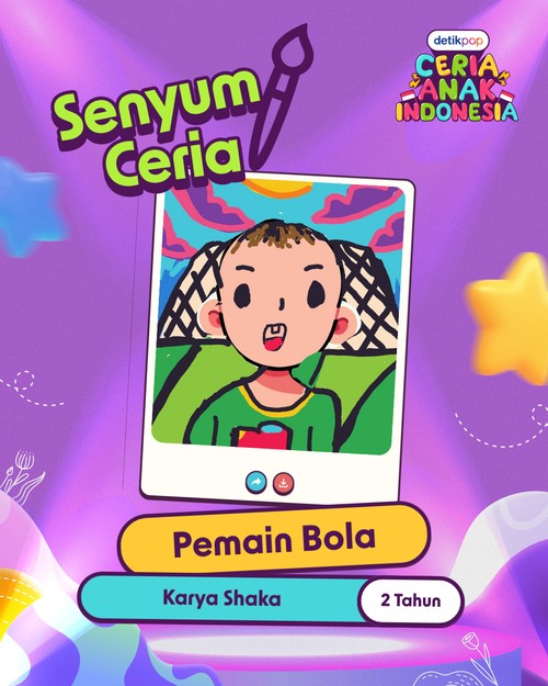 Karya seni anak-anak Indonesia menampilkan imajinasi penuh warna dan cerita. Beragam tema dituangkan dalam ajang Senyum Ceria Anak Indonesia.