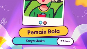 Karya salah satu peserta Senyum Ceria Anak Indonesia berjudul Pemain Bola, Shaka, usia 2 tahun.