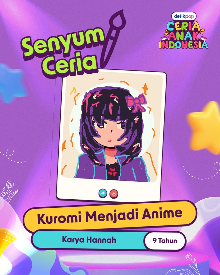 Karya seni anak-anak Indonesia menampilkan imajinasi penuh warna dan cerita. Beragam tema dituangkan dalam ajang Senyum Ceria Anak Indonesia.