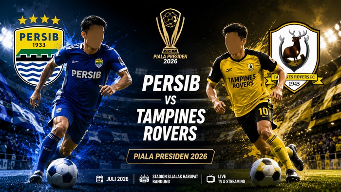 Laga Persib vs Tampines Rovers di Piala Presiden 2026 (dibuat dengan AI)