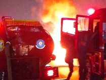 Mobil Grand Max Diduga Angkut BBM Terbakar di Bypass Bandar Lampung