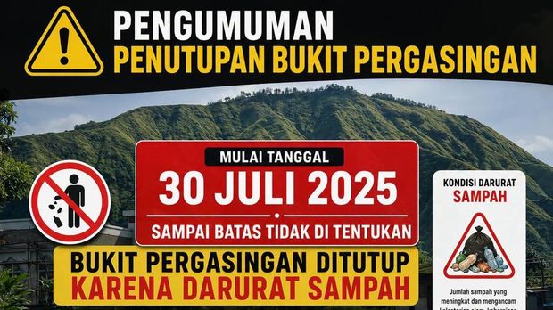 Pengumuman penutupan Bukit Pergasingan, Sembalun, Lombok Timur, NTB, Kamis (30/7/2026) foto (Dok. Pengelola Bukit Pergasingan).
