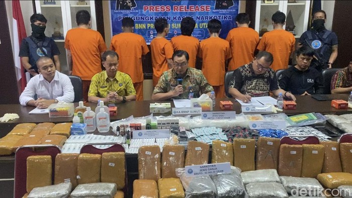 Foto: Suasana Koferensipers di kantor BNN Sumut (Mhd Ilham Pradilla/detikSumut)