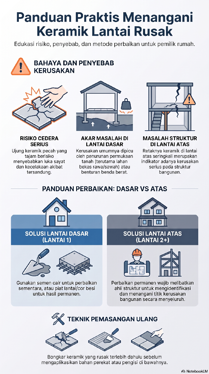 Infografis cara memperbaiki keramik lantai yang rusak