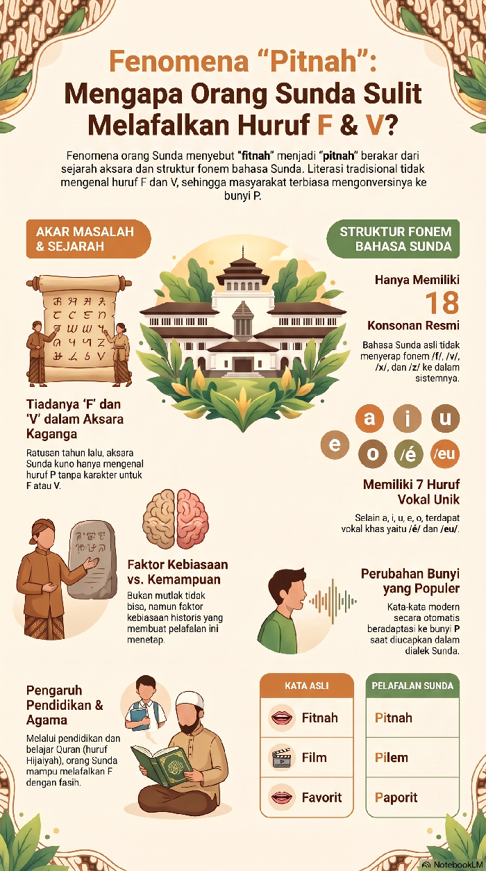 Infografis kenapa orang Sunda susah mengucap huruf F