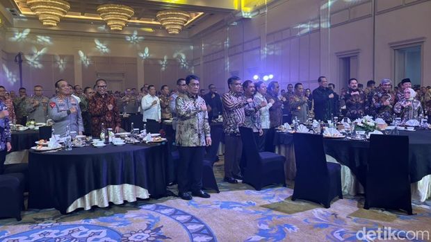 Pimpinan lembaga tinggi negara hingga kementerian menghadiri acara puncak penganugerahan Hoegeng Awards 2026. (Zunita/detikcom)