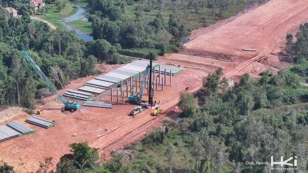 Proyek pembangunan Tol Betung-Jambi Seksi 1B. (Dok. Hutama Karya Infrastruktur)