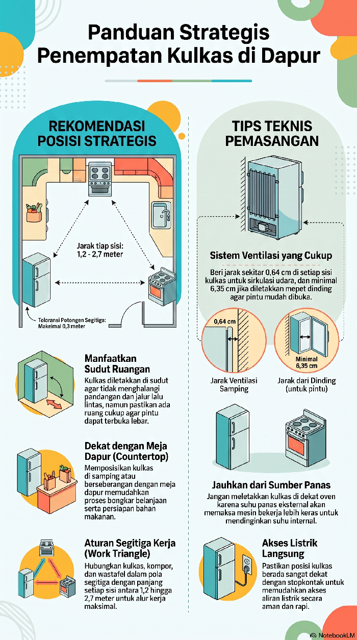Rekomendasi posisi kulkas di dapur.