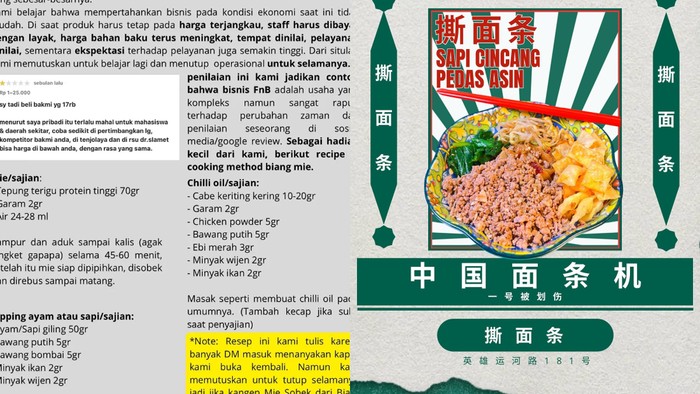 Gerai mie tutup permanen dan bagian resep gratis.