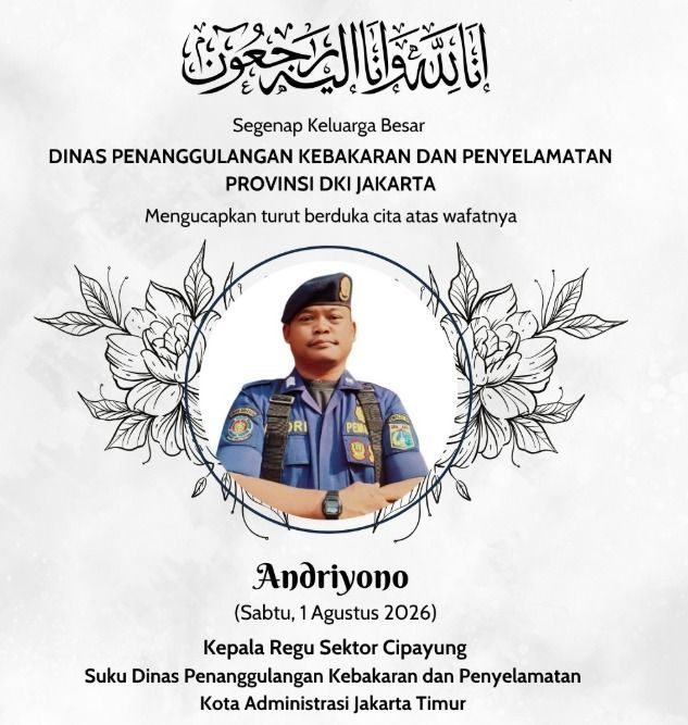 Andriyono, Petugas Damkar yang meninggal usai sakit saat bertugas (dok. Instagram Gulkarmat DKI)