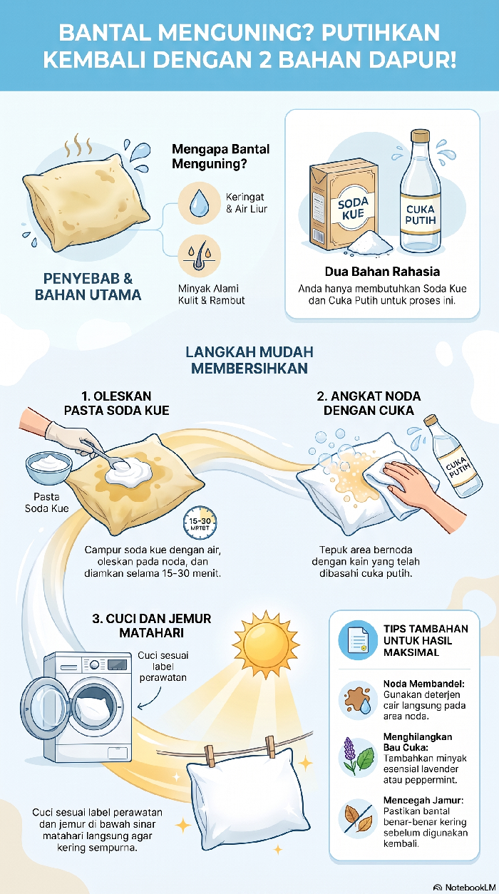 Bersihkan Bantal yang Menguning