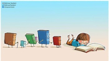 Gambaran kalau si kecil suka membaca. Dia tidak pusing mau baca soal apa, tetapi bukunya sudah mengantri ingin dibaca. Foto: Bored Panda