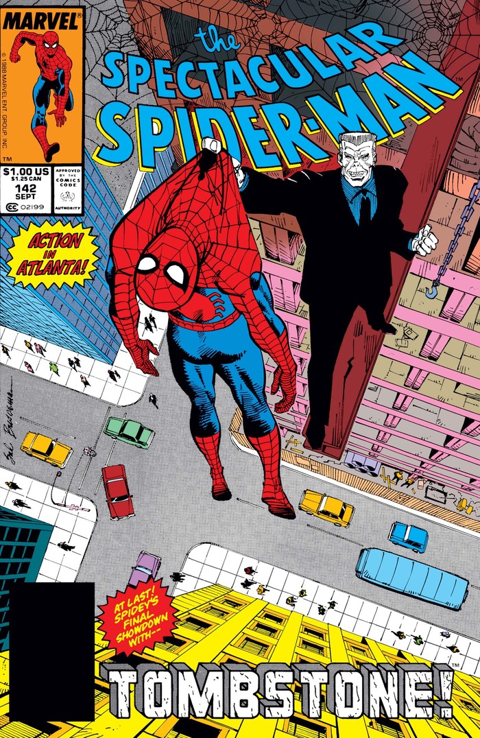 Sampul komik klasik Spider-Man.