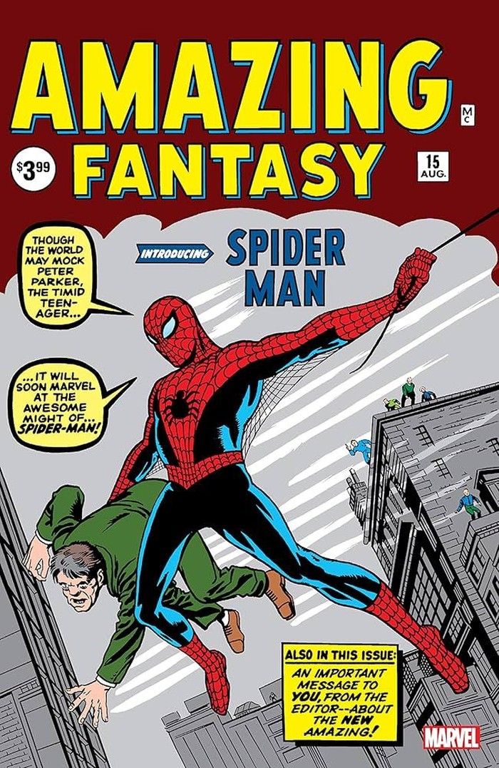 Sampul komik klasik Spider-Man.