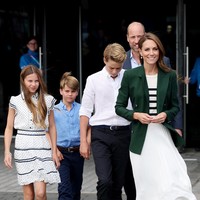 Keluarga Pangeran William dan Putri Wales Catherine atau Kate Middleton menyambangi Commonwealth Games 2026 di Glasgow, Skotlandia, pada Sabtu (1/8/2026). Mereka memboyong ketiga anaknya, Pangeran George, Putri Charlotte, dan Pangeran Louis. (Foto: REUTERS/Isabel Infantes)