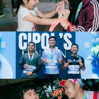 Acara fun run ditutup dengan tiga orang yang keluar sebagai pemenang. Ketiga orang tersebut tampak mendapat kalung medali. Foto: Instagram/@_irishbella_