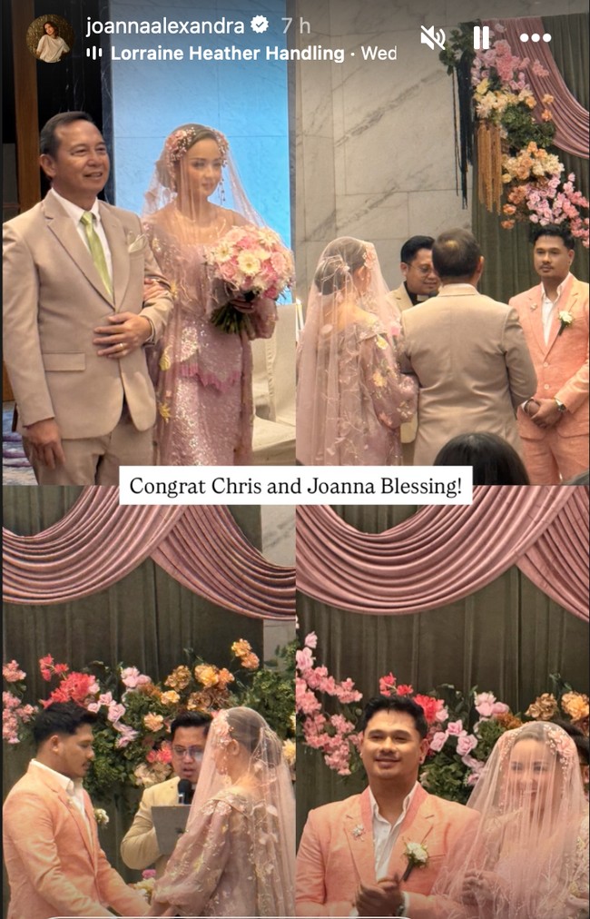Melengkapi penampilannya, Joanna juga mengenakan aksesori rambut bernuansa floral di kiri dan kanan kepalanya. Sementara riasan wajahnya dipercayakan dengan MUA Bubah Alfian. Foto: Instagram/@joannaalexandra