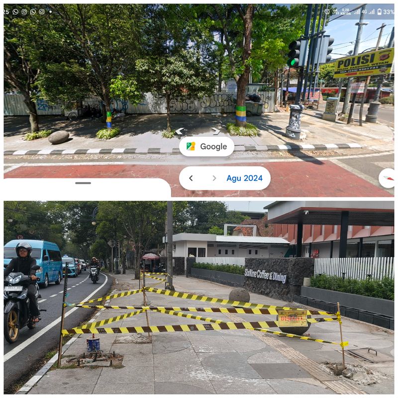 Kolasi before after pohon yang ditebang di depan lapangan padel di Jalan LLRE Martadinata, Kota Bandung. (dok. ist) Kolasi before after pohon yang ditebang di depan lapangan padel di Jalan LLRE Martadinata, Kota Bandung. (dok. ist)