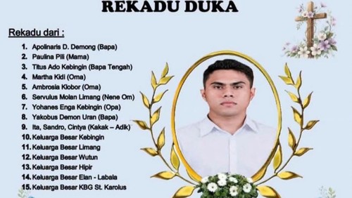 Pengumuman meninggalnya Blasius Kebingin.
