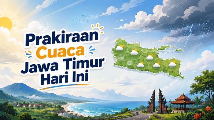 Ilustrasi prakiraan cuaca hari ini di Jawa Timur.