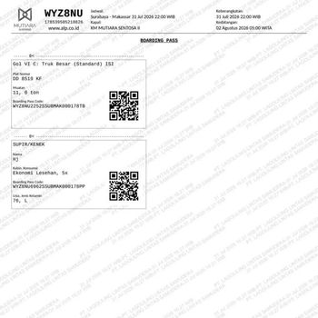 Boarding Pass milik Andi Herman yang tertulis nama inisial HJ karena pada saat pembelian harus berebut dengan sopir truk lain. Boarding Pass milik Andi Herman yang tertulis nama inisial HJ karena pada saat pembelian harus berebut dengan sopir truk lain.