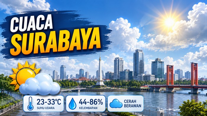 Ilustrasi cuaca Surabaya hari ini.