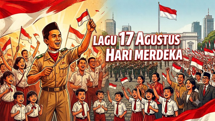 Ilustrasi lagu 17 Agustus Hari Merdeka.