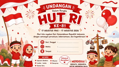 Ilustrasi undangan kegiatan HUT RI. (Chat GPT)