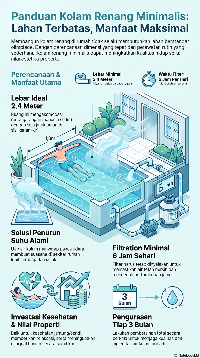 Infografis luas minimal bangun kolam renang di rumah