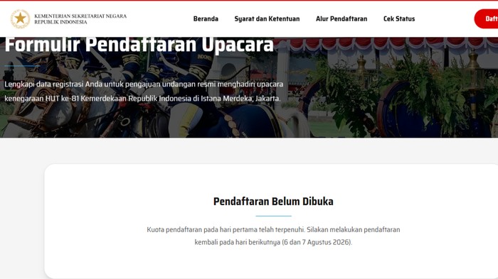 Link Pendaftaran Upacara HUT RI 2026