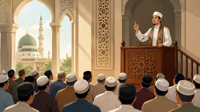 Ilustrasi khutbah Jumat di bulan Safar.