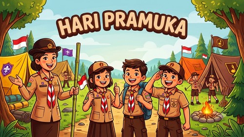 Ilustrasi peringatan Hari Pramuka 14 Agustus.