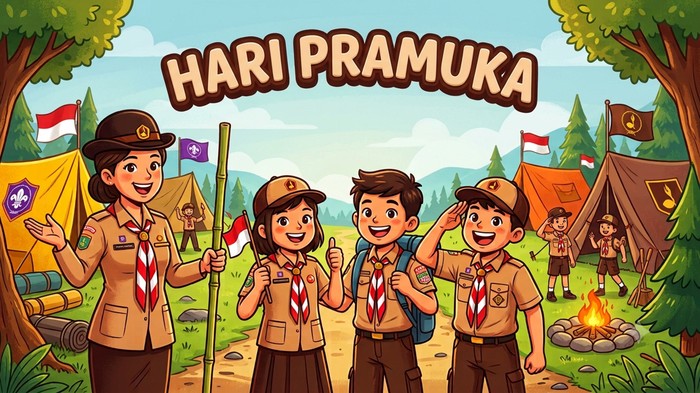Ilustrasi peringatan Hari Pramuka 14 Agustus.