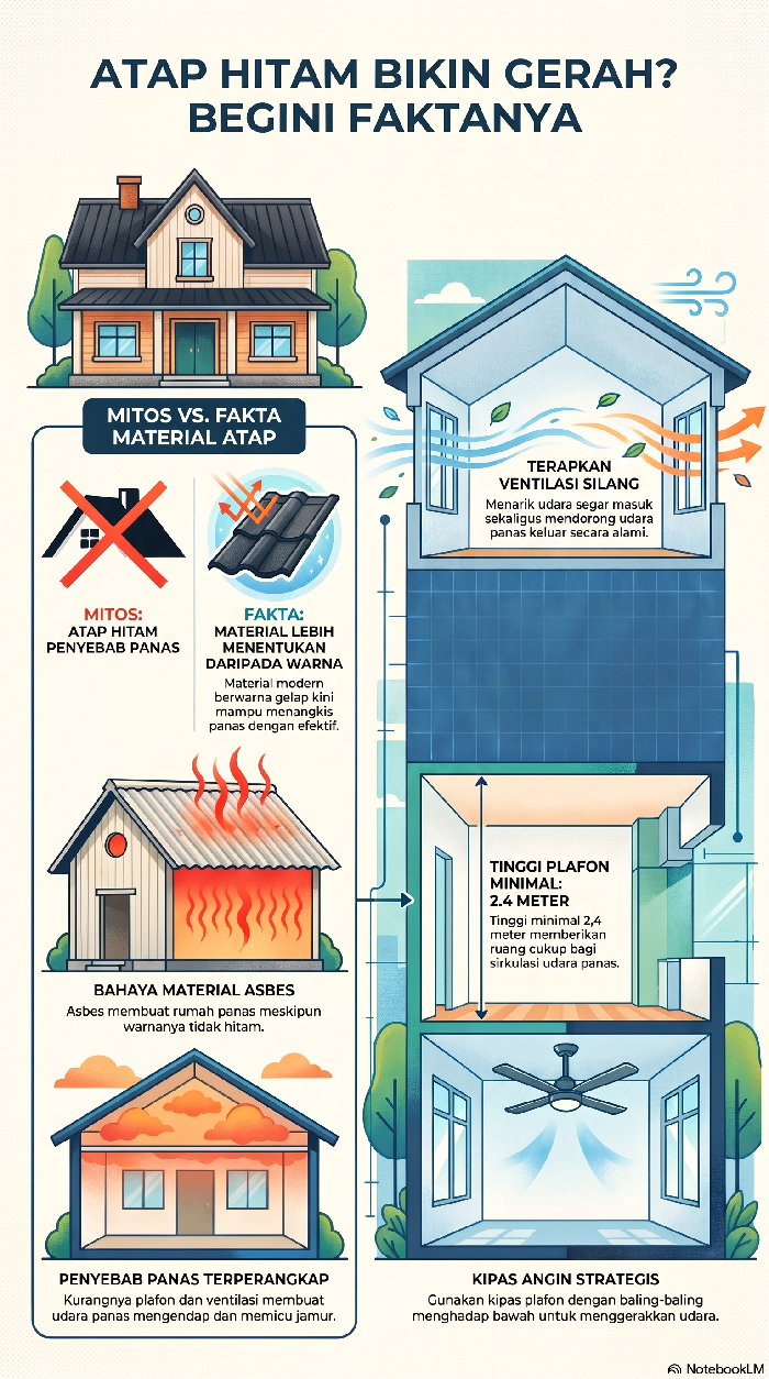 Infografis atap hitam bikin panas